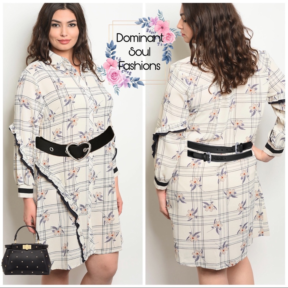 🌸Floral plaid Button Plus Size Dress🌸